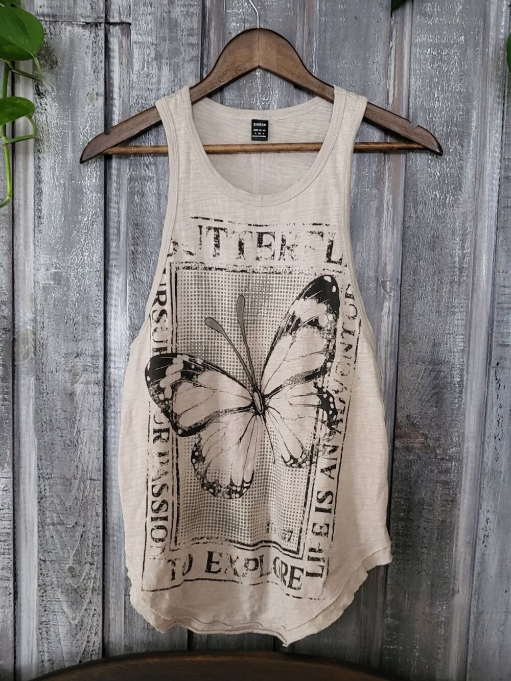 Cotton Butterfly Tank Top S Boho Cami